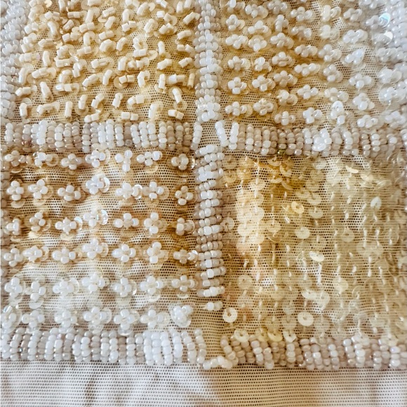 STATE OF CLAUDE MONTANA Ivory Beaded And Mesh Bodysuit - Picture 7 of 12